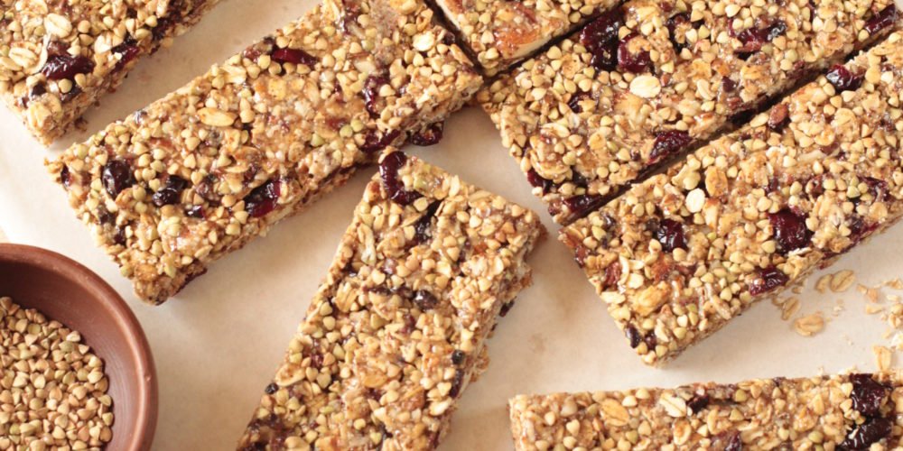 Barritas de Granola, Almendras, Cranberries y Cacao Nibs