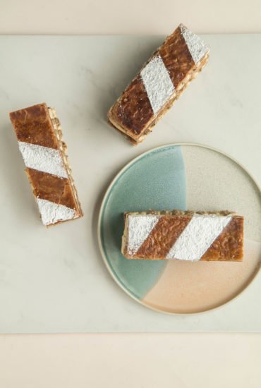 Mille Feuille de pecanas y vainilla