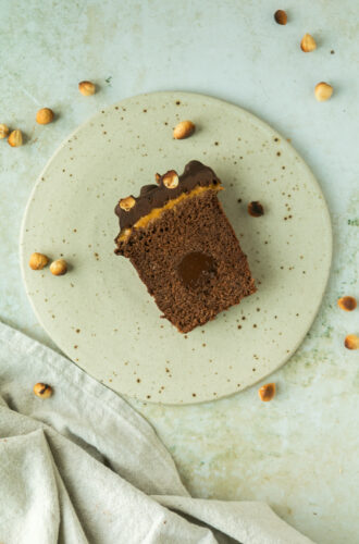 Hazelnut praline loaf cake